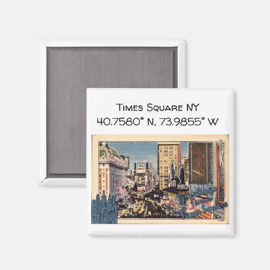 タイムズスクエアNYマップ座標ヴィンテージスタイル マグネット (正面/裏面)