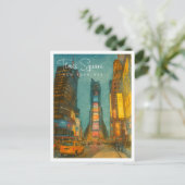 タイムズスクエアNYCナイトライトウォーターカラー シーズンポストカード (スタンド正面)