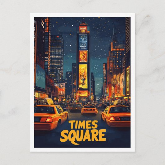 タイムズスクエアUSAアートヴィンテージイラストレーション旅行 ポストカード (正面)