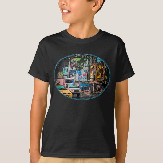 タイムズ・スクエアの掲示板の子供の暗闇のTシャツ Tシャツ (正面)