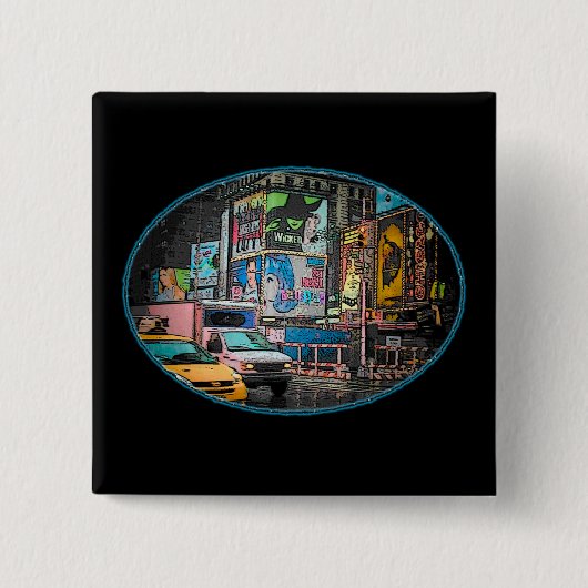 タイムズ・スクエアの掲示板ボタン 缶バッジ (正面)