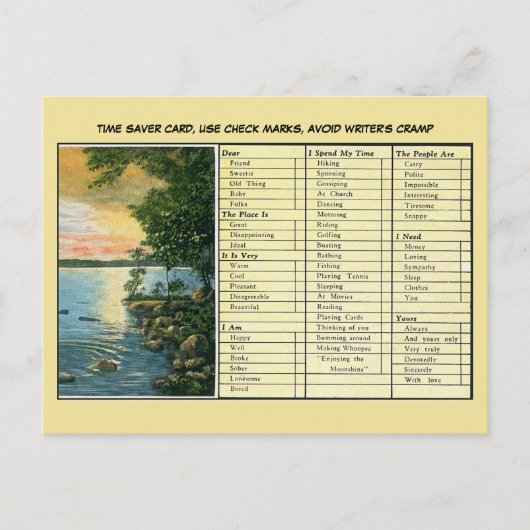 タイムセーおもしろいバー，怠惰な人のために ポストカード (正面)