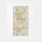 タイムゾーンの世界地図 フリースブランケット (正面)