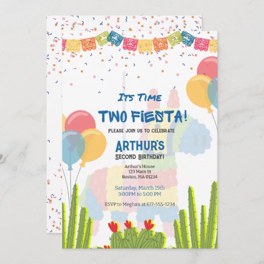 タイムツフィエスタ2ndバースデーピナータ招待状 招待状 (正面/裏面)