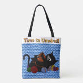 タイムトゥアンウィンドキャット編み物トートバッグ トートバッグ (裏面)