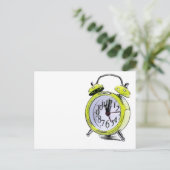 タイムトゥウェイクアップイエローアラーム時計スケッチ ポストカード (スタンド正面)