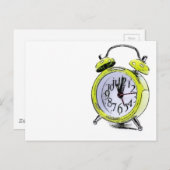 タイムトゥウェイクアップイエローアラーム時計スケッチ ポストカード (正面/裏面)