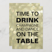 タイムトゥドリンクシャンパン金ゴールドホリデー招待状 招待状 (正面/裏面)