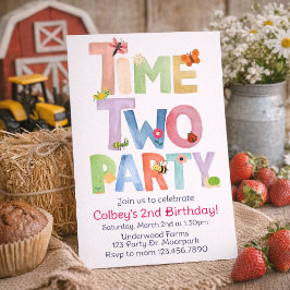 タイムトゥーパーティー バグテーマ 2歳の誕生日 ガーデンファーム 招待状