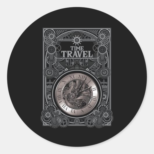 タイムトラベルヴィンテージレトロSFギフト ラウンドシール (正面)