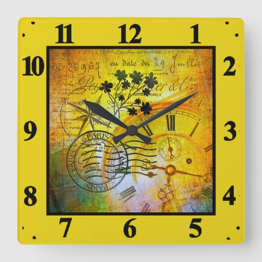 タイムトラベル スクエア壁時計 (正面)