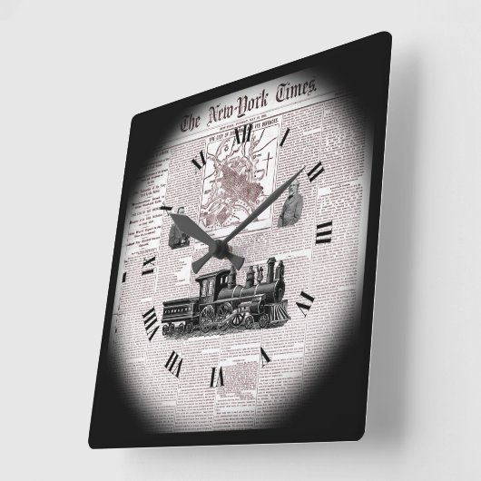 タイムトラベル~NYタイムズ~1862年5月13日~リッチモンド~ スクエア壁時計 (傾斜)