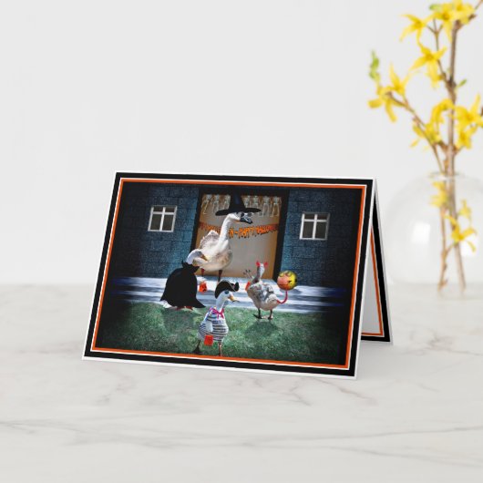 タイムハロウィーンダックスのトリックまたはトリートメント カード (黄色い花)