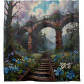 タイムバスルームに過去アーチ橋をエコー シャワーカーテン (正面)