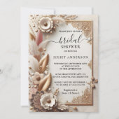 タイムファブリックベルベットレースリネン紙ブライダルシャワー 招待状 (正面)