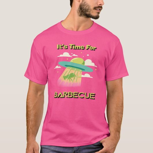 タイムフォーバーベキューエイリアンUfoおもしろいデザイン Tシャツ (正面)