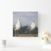 タイムフライがシーグルの写真をポーズ スクエア壁時計 (ホーム)