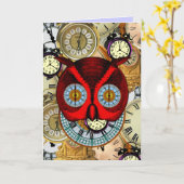 タイムフライクロック誕生日カード カード (黄色い花)