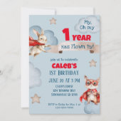 タイムフライスーパーヒーローファースト誕生日 招待状 (正面)