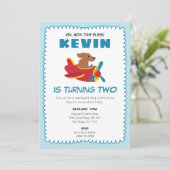 タイムフライドッグ飛行機子供の誕生日パーティー 招待状 (スタンド正面)