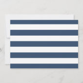 タイムフライネイビーブルーストライプ金ゴールド写真卒業 招待状 (裏面)