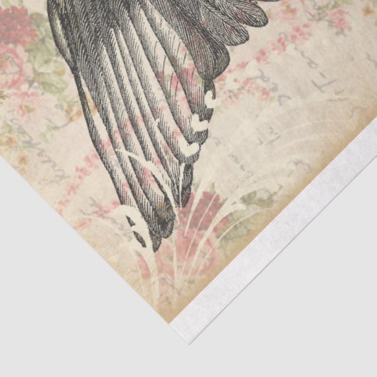 タイムフライピンク&レッドローズアンティーク時計のデコパージュ 薄葉紙 (詳細)