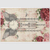 タイムフライピンク&レッドローズアンティーク時計のデコパージュ 薄葉紙 (正面)