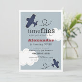 タイムフライフライトブルーボーイ誕生日招待状 招待状 (スタンド正面)