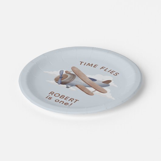タイムフライヴィンテージトラベルファースト誕生日 ペーパープレート (アングル)