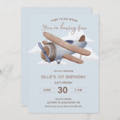 タイムフライヴィンテージトラベルファースト誕生日 招待状 (正面/裏面)