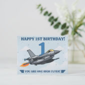 タイムフライ戦闘機飛行機少年1歳の誕生日 ポストカード (スタンド正面)