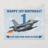 タイムフライ戦闘機飛行機少年1歳の誕生日 ポストカード (正面)