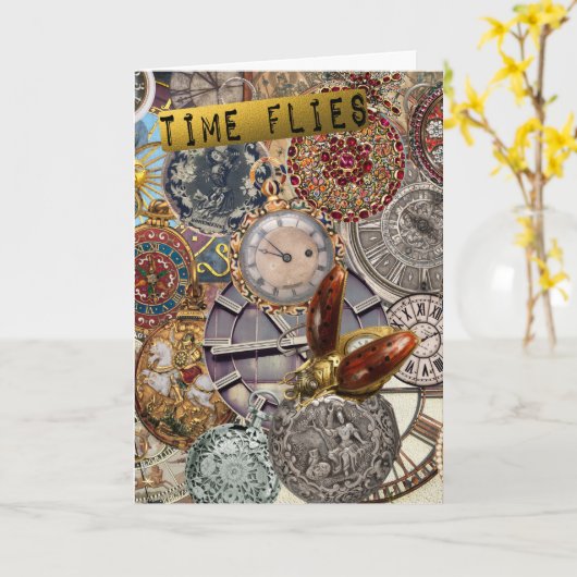 タイムフライ誕生日 カード (黄色い花)