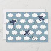 タイムフライ飛行機ブルーボーイフォト1st誕生日 招待状 (裏面)