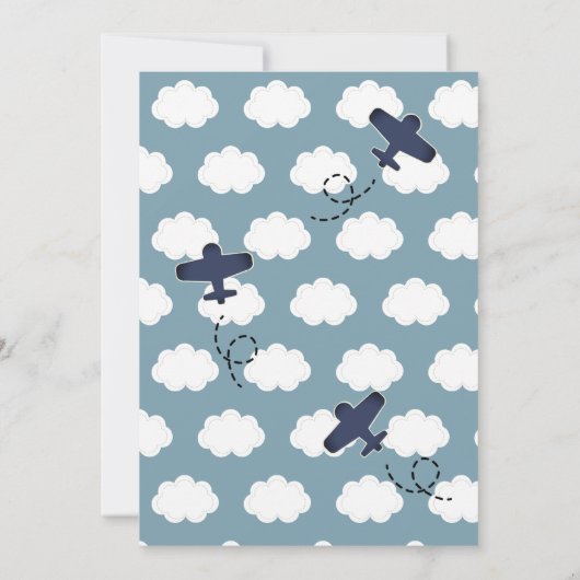 タイムフライ飛行機ブルーボーイ1st誕生日 招待状 (裏面)