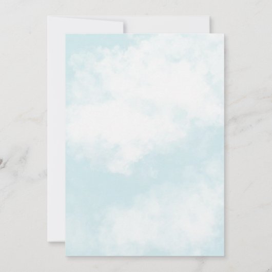 タイムフライ飛行機ブルー1歳の誕生日 招待状 (裏面)