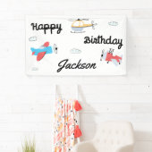 タイムフライ飛行機ヘリコプターハッピーバースデー 横断幕 (インサイチュ)