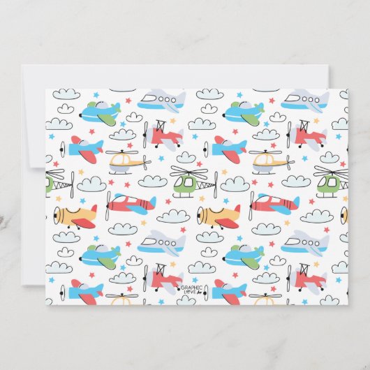 タイムフライ飛行機ヘリコプターフォト誕生日 招待状 (裏面)
