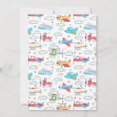 タイムフライ飛行機ヘリコプター誕生日任意の年齢 招待状 (裏面)