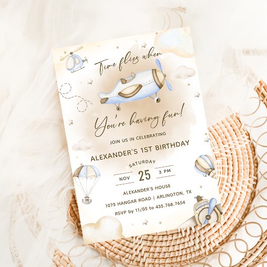 タイムフライ飛行機最初の誕生日パーティー 招待状