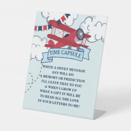 タイムフライ飛行機誕生日タイムカプセル 台座サイン