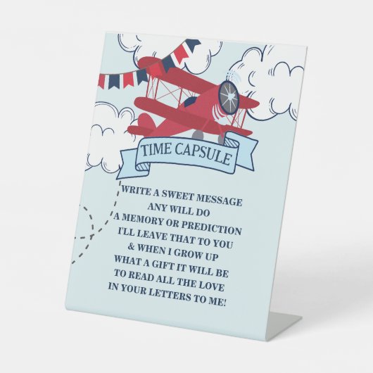 タイムフライ飛行機誕生日タイムカプセル 台座サイン (正面)