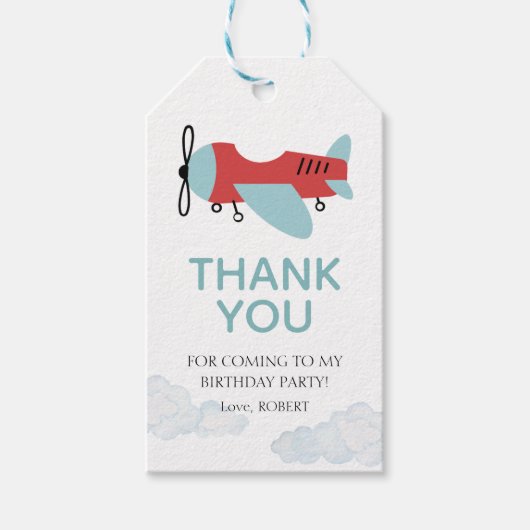 タイムフライ飛行機誕生日モダン飛行機 ギフトタグ (正面)