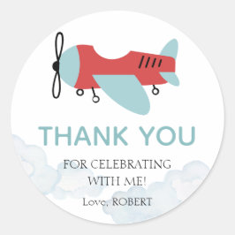 タイムフライ飛行機誕生日モダン飛行機 ラウンドシール