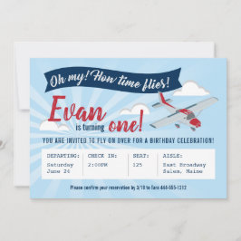 タイムフライ飛行機誕生日招待状 招待状