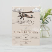 タイムフライ飛行機誕生日招待状 招待状 (スタンド正面)