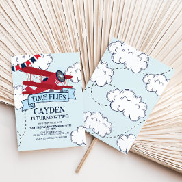 タイムフライ飛行機誕生日招待状 招待状