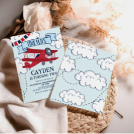 タイムフライ飛行機誕生日招待状 招待状