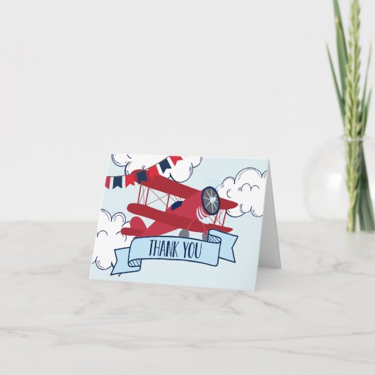 タイムフライ飛行機誕生日 サンキューカード (正面)