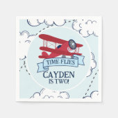 タイムフライ飛行機誕生日 スタンダードカクテルナプキン (正面)